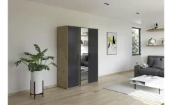 Drehtürenschrank Yarm | Absetzung: Eiche Artisan, 140 cm