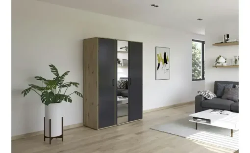 Drehtürenschrank Yarm | Absetzung: Eiche Artisan, 140 cm