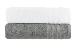 Duschtuch (70 x 140cm), 2er-Set Anthrazit-Weiß Soft Cotton