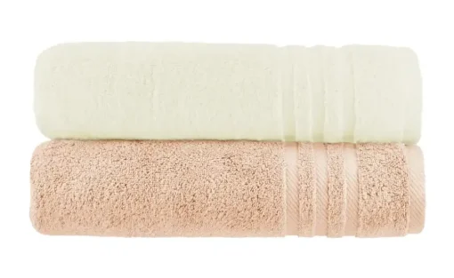 Duschtuch (70 x 140cm), 2er-Set Hellorange-Creme Soft Cotton