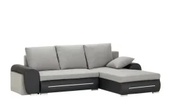 Ecksofa  mit Beleuchtung und Schlaffunktion Emma | rechts, Schwarz, Hellgrau
