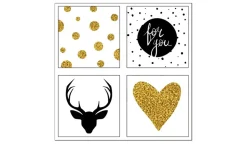 4er-Set eckige Magnete Black & Gold | Black & Gold