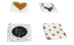 4er-Set eckige Magnete Black & Gold | Black & Gold