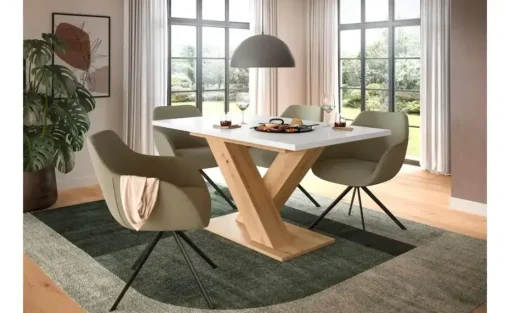 Esstisch ausziehbar  Moritz | Eiche Artisan (Nachbildung), Weiß