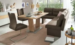 Esstisch  ausziehbar Pina | Eiche (Nachbildung), Bodenplatte Edelstahl-Optik