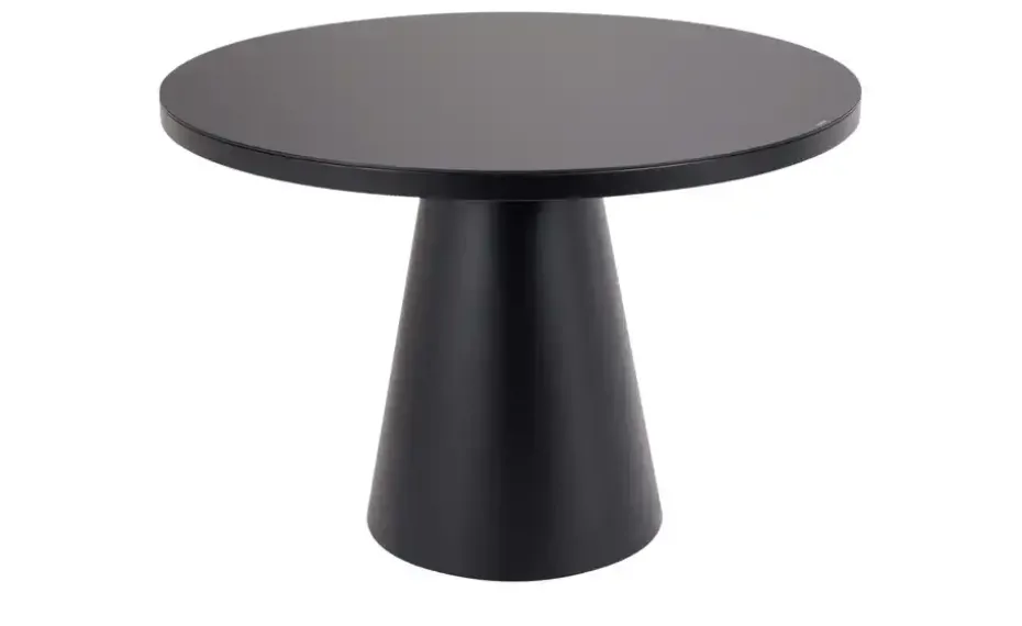 Esstisch mit Glastischplatte Reflection | Schwarz, 110 cm Durchmesser