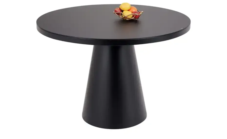 Esstisch mit Glastischplatte Reflection | Schwarz, 110 cm Durchmesser