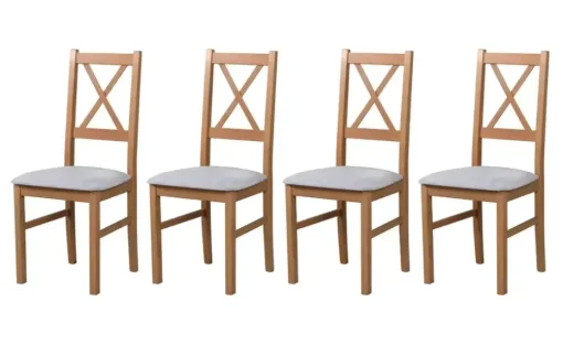Esszimmerstuhl 4er-Set | Hellbraun, Elefantengrau
