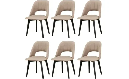 Esszimmerstuhl 6er-Set | Schwarz, Nude | Möbel Höffner