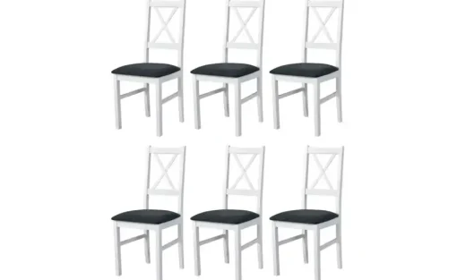 Esszimmerstuhl 6er-Set | Weiß, Dunkelgrau | Höffner