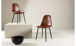 Esszimmerstuhl 2er-Set aus Kunstleder Polar  | Braun