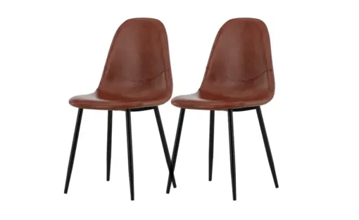 Esszimmerstuhl 2er-Set aus Kunstleder Polar  | Braun