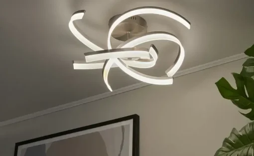 Fischer-Honsel LED-Deckenleuchte, Nickel matt mit Fernbedienung | edelstahlfarben, matt