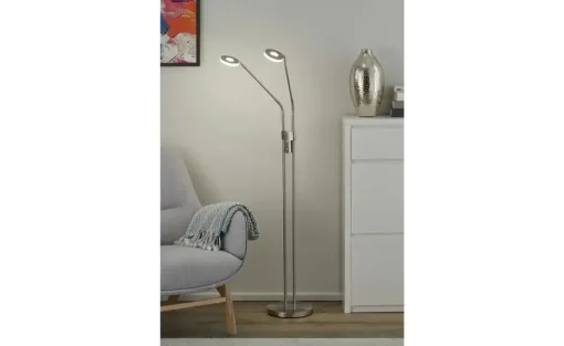 Fischer-Honsel LED-Leseleuchte,2-flammig, Nickel-matt mit Dimmer