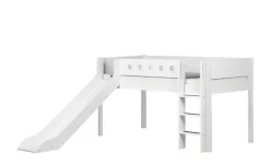 FLEXA Halbhohes Bett mit Rutsche Flexa White | Senkrechte Leiter, Weiß