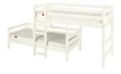 FLEXA Mittelhohes Kombibett Flexa Classic | senkrechte Leiter, Kiefer, Weiß