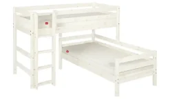 FLEXA Mittelhohes Kombibett Flexa Classic | senkrechte Leiter, Kiefer, Weiß