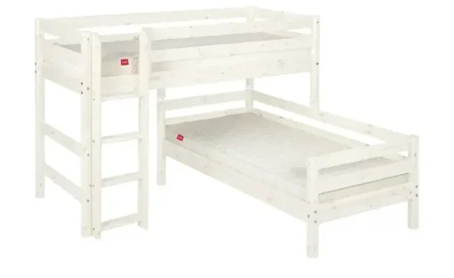 FLEXA Mittelhohes Kombibett Flexa Classic | senkrechte Leiter, Kiefer, Weiß