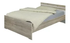 Futonbett Caja | Eiche San Remo (Nachbildung), Cremeweiß, 140 cm