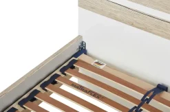 Futonbett Caja | Eiche San Remo (Nachbildung), Cremeweiß, 90 cm