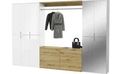 Garderobenkombination Projekt X | Asteiche (Nachbildung), Weiß, hochglanz