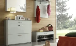 Garderobenpaneel Juno | Weiß, Hochglanz, Aluminiumgrau