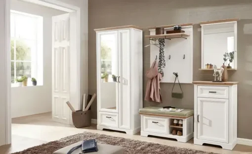 Garderobenschrank, 2-türig Varese | Pinie (Nachbildung), Weiß, Asteiche (Nachbildung)