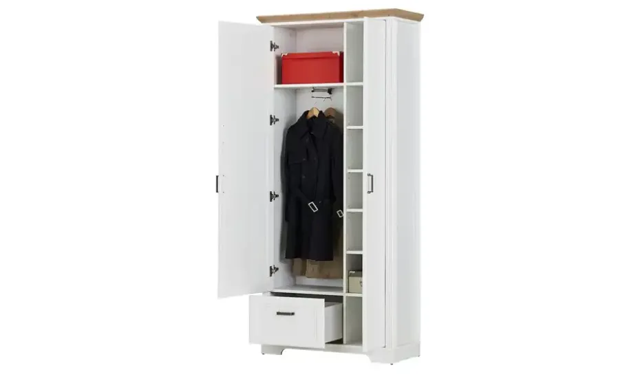 Garderobenschrank Varese | Pinie (Nachbildung), Weiß, Asteiche (Nachbildung)
