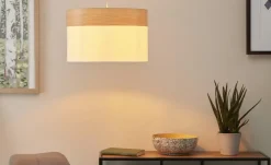 Globo Lighting Pendelleuchte, 1-flammig, beige/Holzoptik