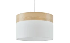 Globo Lighting Pendelleuchte, 1-flammig, beige/Holzoptik
