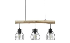 Globo Lighting Pendelleuchte, 3-flammig, Holz/ Metall Körbe