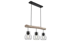 Globo Lighting Pendelleuchte, 3-flammig, Holz/ Metall Körbe