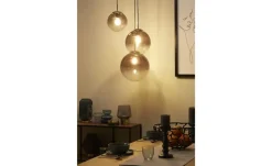 Globo Lighting Pendelleuchte, 3-flammig, Rauchglas-Kugeln