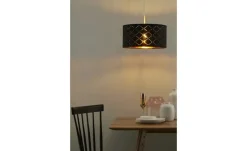 Globo Lighting Stoffpendelleuchte, 1-flammig, Schirm schwarz/goldfarben