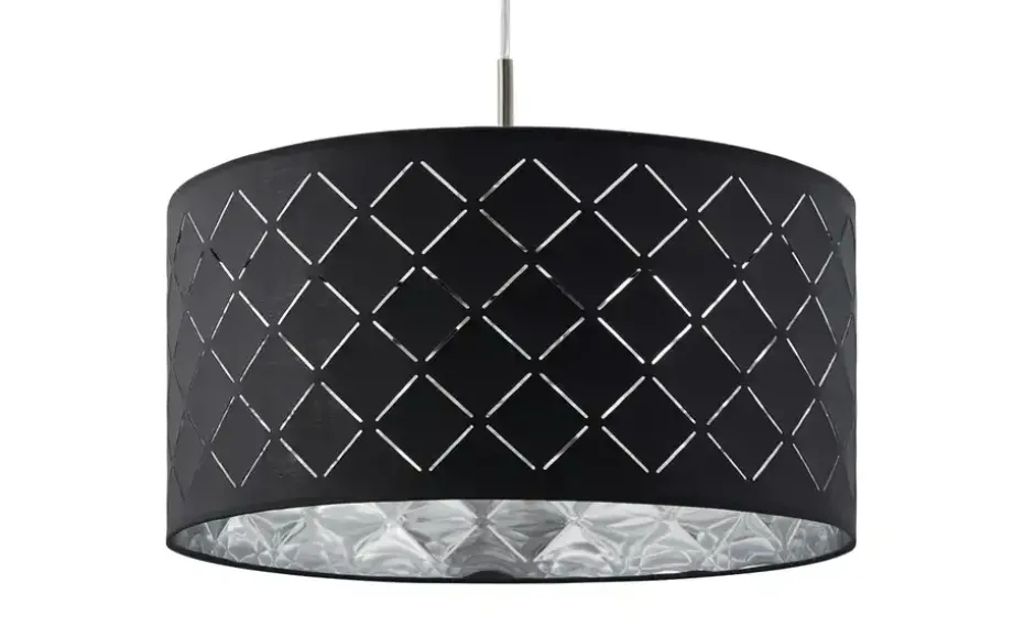 Globo Lighting Stoffpendelleuchte, 1-flammig, Schirm grau/silber