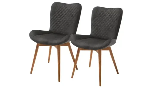 Gray & Jones 2er Set Esszimmerstuhl  mit Diamant-Steppung Tierra Fuego Two | Anthrazit, Wildeiche, geölt