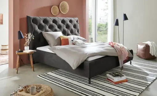 Gray & Jones Polsterbettgestell Tierra Fuego | Schwarz, 140 cm