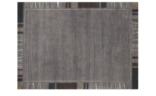 Handgeknüpfter Naturteppich Sensation Silk Rekhi | 90x160 cm, Dunkelgrau