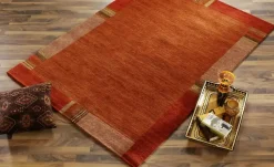 Handgeknüpfter Naturteppich Sensation Silk Lakir | 70x140 cm, Orange