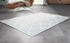 Handgewebter Naturteppich Pantin | Blau, 140x200 cm