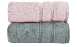 Handtuch (50 x 100cm), 2er-Set Altrosa-Anthrazit Kuschel Wuschel