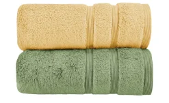 Handtuch (50 x 100cm), 2er-Set Gelb-Moosgrün Kuschel Wuschel