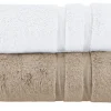 Handtuch (50 x 100cm), 2er-Set Weiß-Hellbraun Kuschel Wuschel