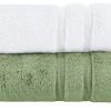 Handtuch (50 x 100cm), 2er-Set Weiß-Moosgrün Kuschel Wuschel