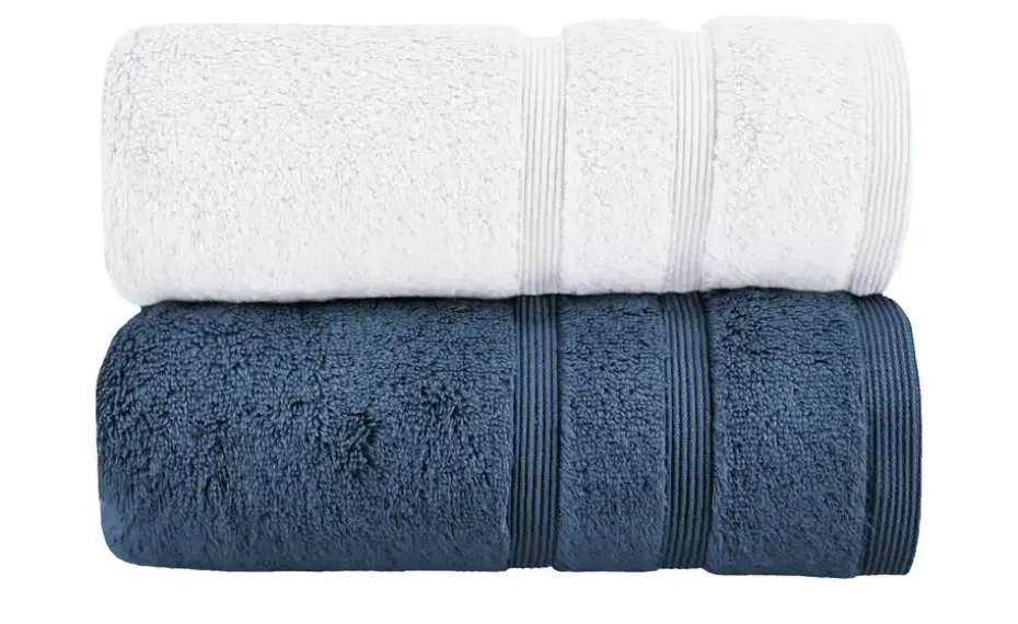 Handtuch (50 x 100cm), 2er-Set Weiß-Marineblau Kuschel Wuschel