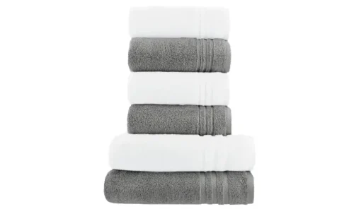 Handtuch-Set Weiß-Anthrazit, 6-teilig Soft Cotton