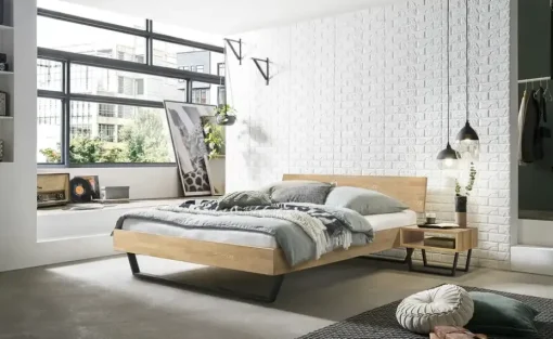 HASENA Massivholz-Bettgestell Asti | Eiche, Anthrazit, 140 cm