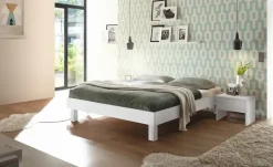HASENA Massivholz-Bettgestell Rapallo | Buche, Weiß, 140 cm