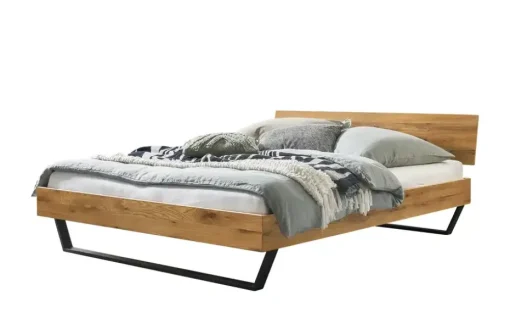 HASENA Massivholz-Bettgestell Asti | Wildeiche, Anthrazit, 140 cm