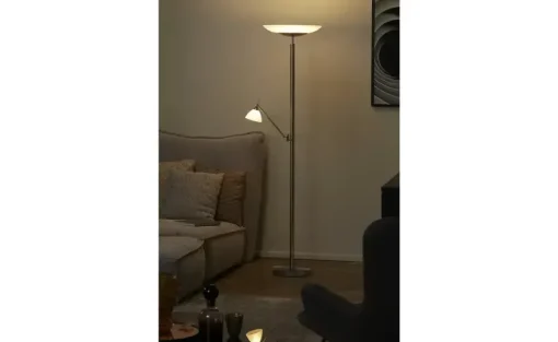HELL-höllisch gutes Licht LED-Deckenfluter, 2-flammig, Nickel-matt | edelstahlfarben, glänzend, matt